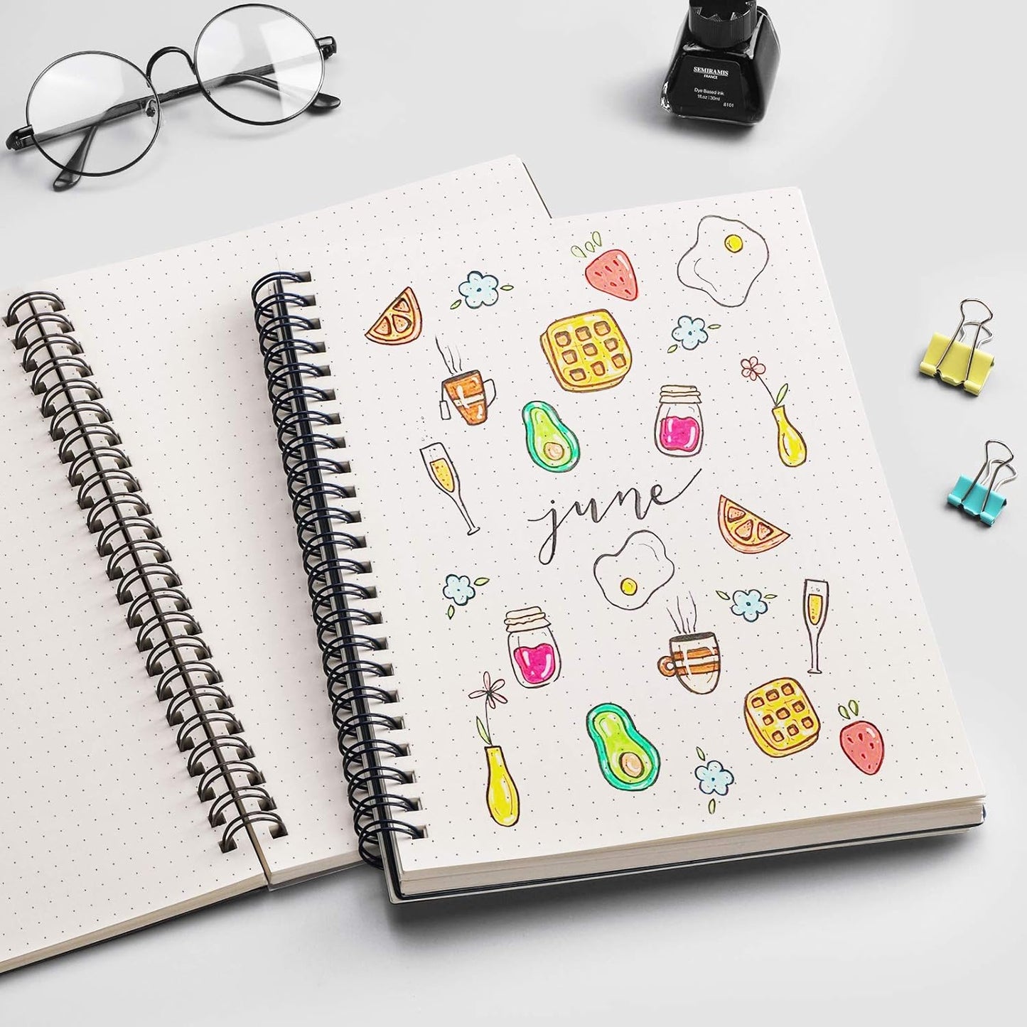 EMSHOI Dotted Journal Spiral Notebook 7.48" x 10.15" - 2 Pack 320 Pages 100gsm Thick Paper, B5 Dot Grid Notebook, Plastic Hardcover Journals for Writing Drawing