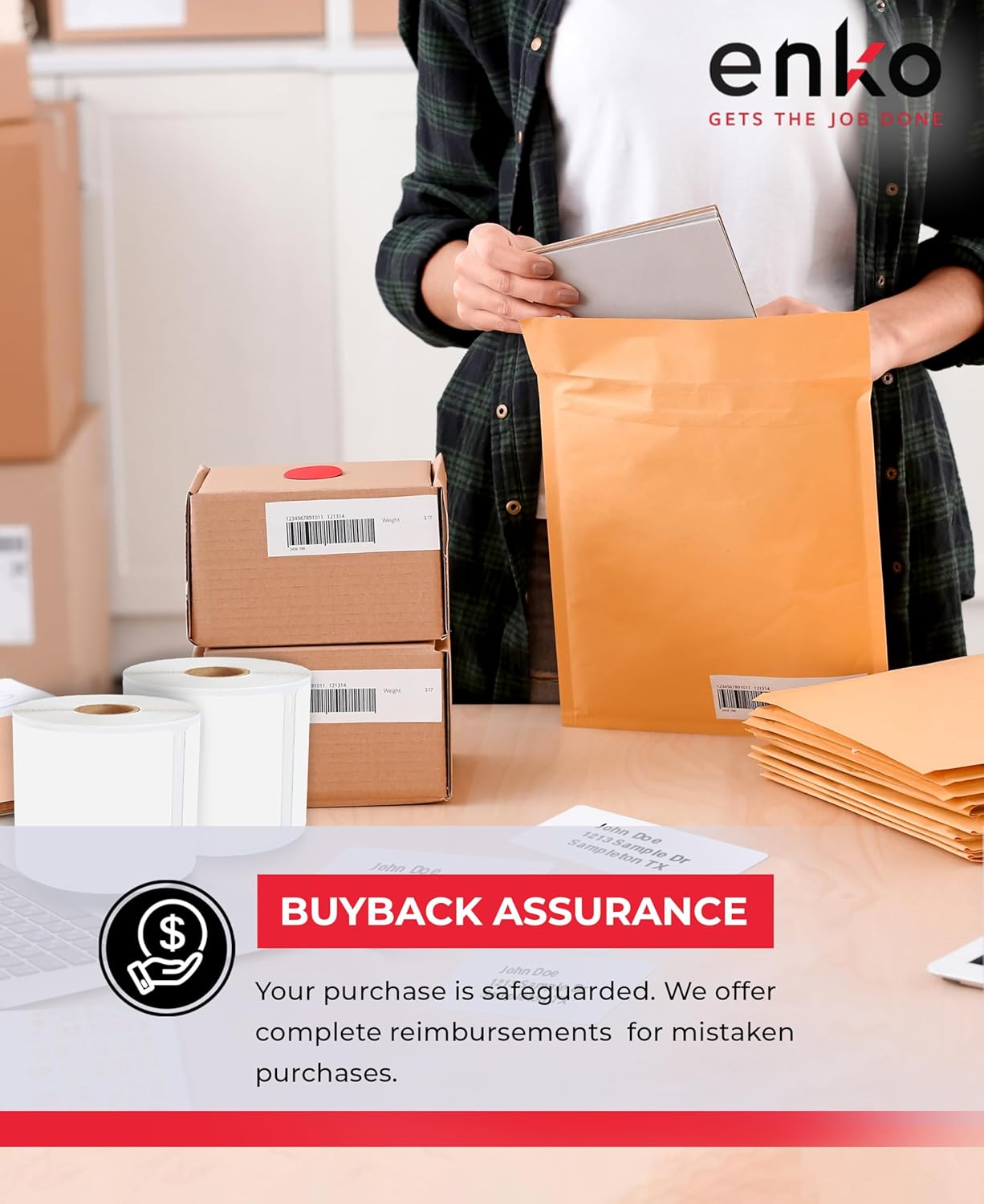 enKo (6 Rolls, 1320 Labels) Address & Shipping Labels 30323 (2-1/8 x 4") Compatible for Dymo LabelWriter