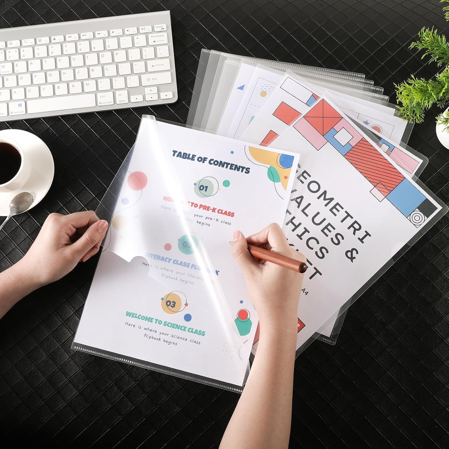 63 Pack Clear Plastic Document Folders L-Type Transparent Project Pockets for A4 Letter Size Paper