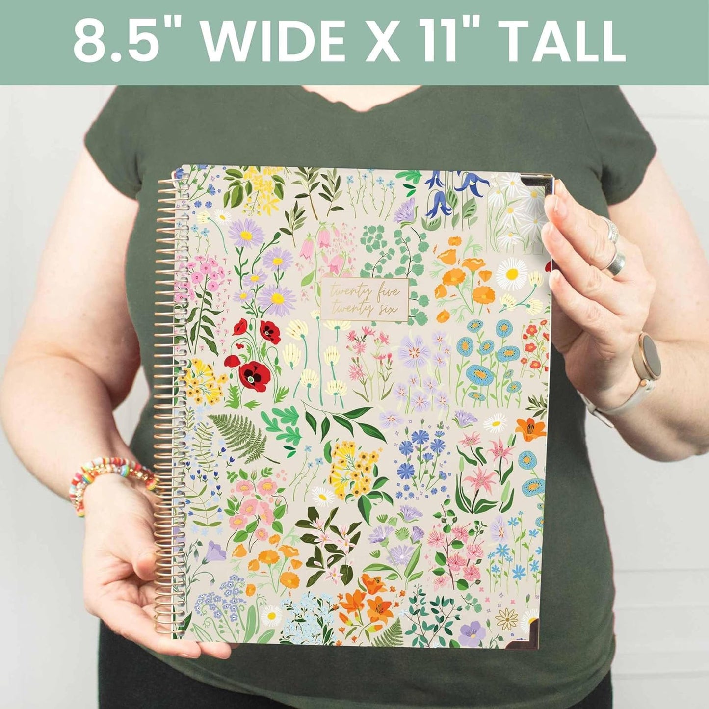 bloom daily planners HARDCOVER 2025-2026 (8.5" x 11") Academic Year Day Planner (July 2025 - July 2026) - Task Goal Organizer - Monthly & Weekly Inspirational Agenda Book - Garden Party, Beige