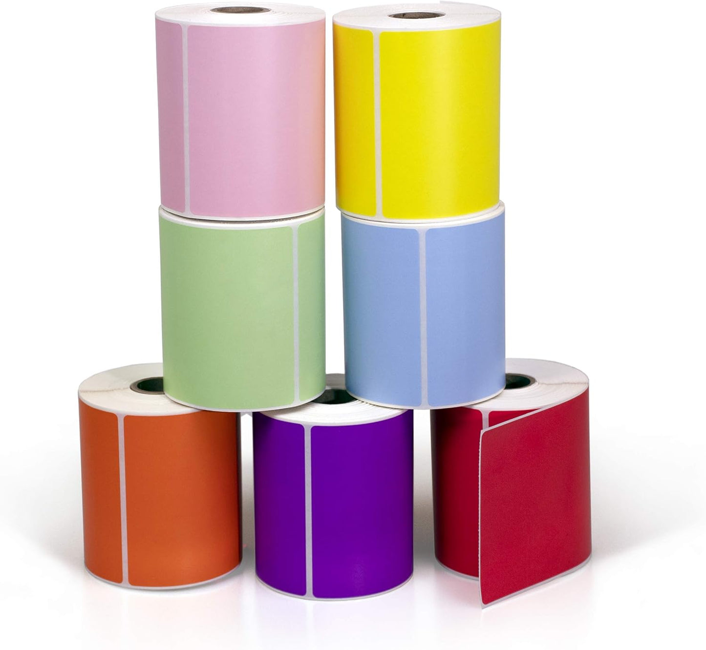 4" X 6" Direct Thermal Perforated Stickers Labels for Shipping Labels, Inventory, and Color Coding - Compatible with Zebra, Rollo, Godex and More (Red, 6 Rolls)