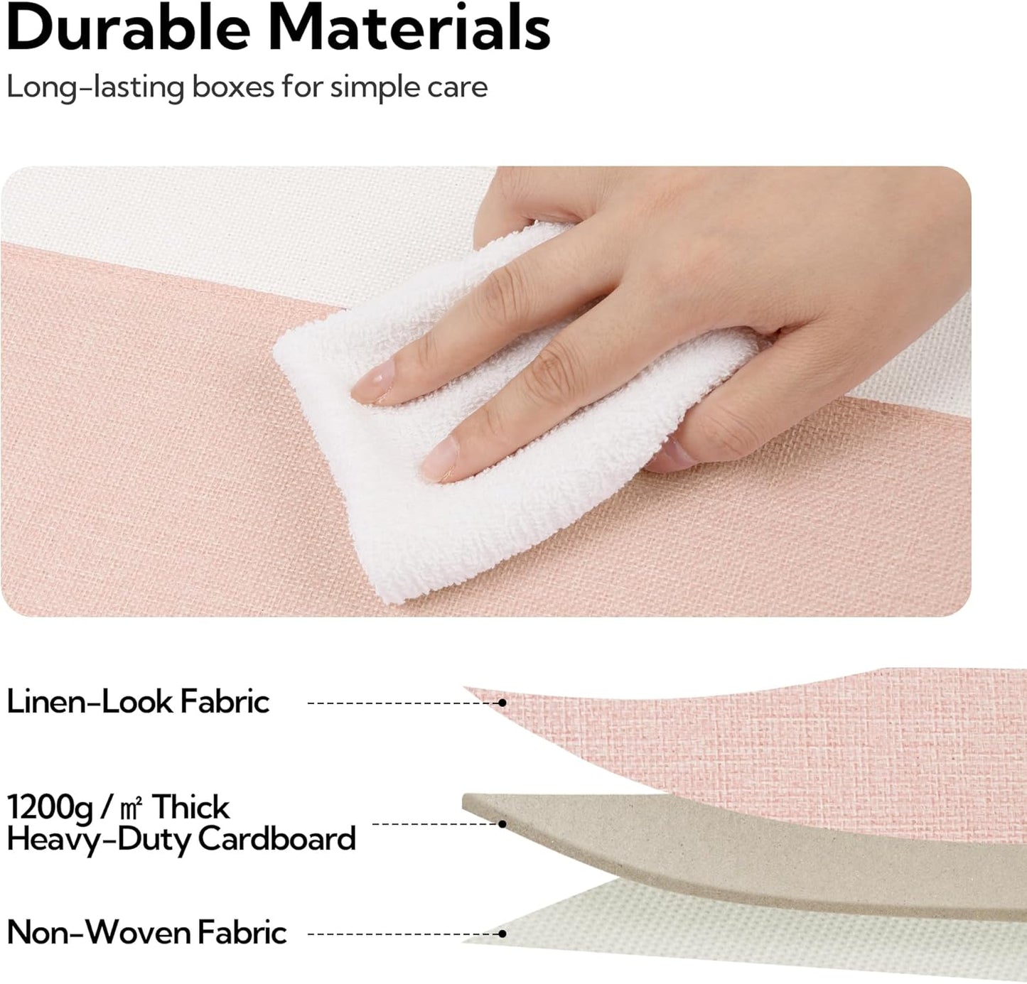 GRANNY SAYS Storage Bins with Lids, Storage Boxes for Organizing, Storage Baskets with Handles, Closet Organizers and Storage, Storage Bins for Shelves, Decorative Storage Boxes, 3-Pack, Pink&Ivory