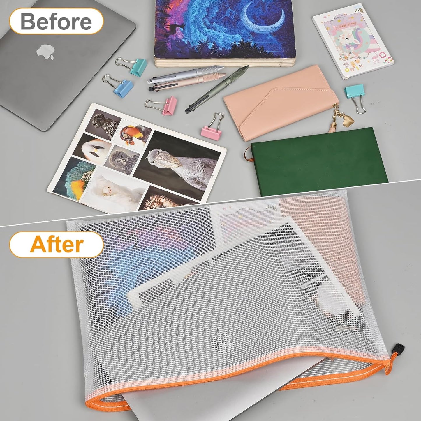 Zipper Pouch,Puzzle Bag,A3 Size Extra Large Zipper Bags,12pcs Waterproof Zipper Pouches for Puzzle Board Game Storage,for Travel,Office and Home Organize.