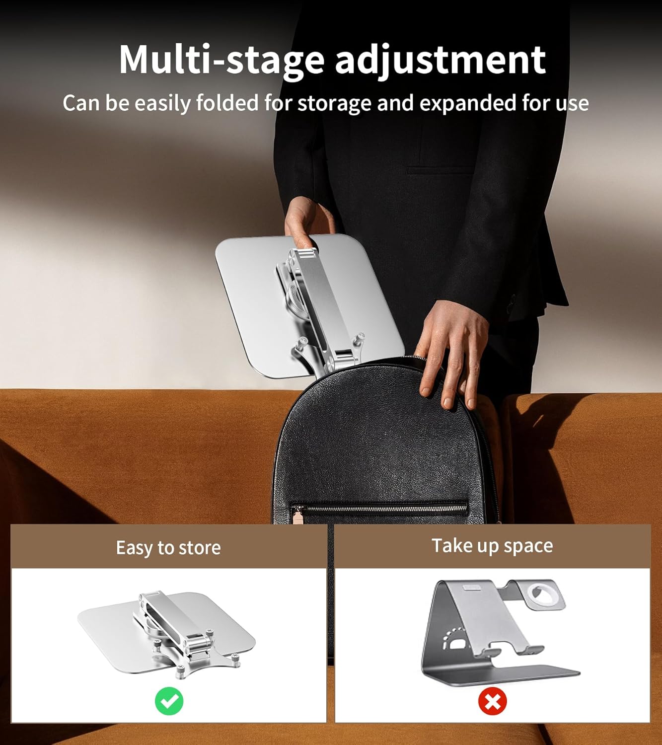 13-17.3" Monitor Stand with 360° Swivel Base, 75mm VESA Single-Arm Mount w/ M4 Screws for Portable Monitor, Adjustable Angle & Tilt & Rotation - Touchscreen Desktop Display Stand (Silver)