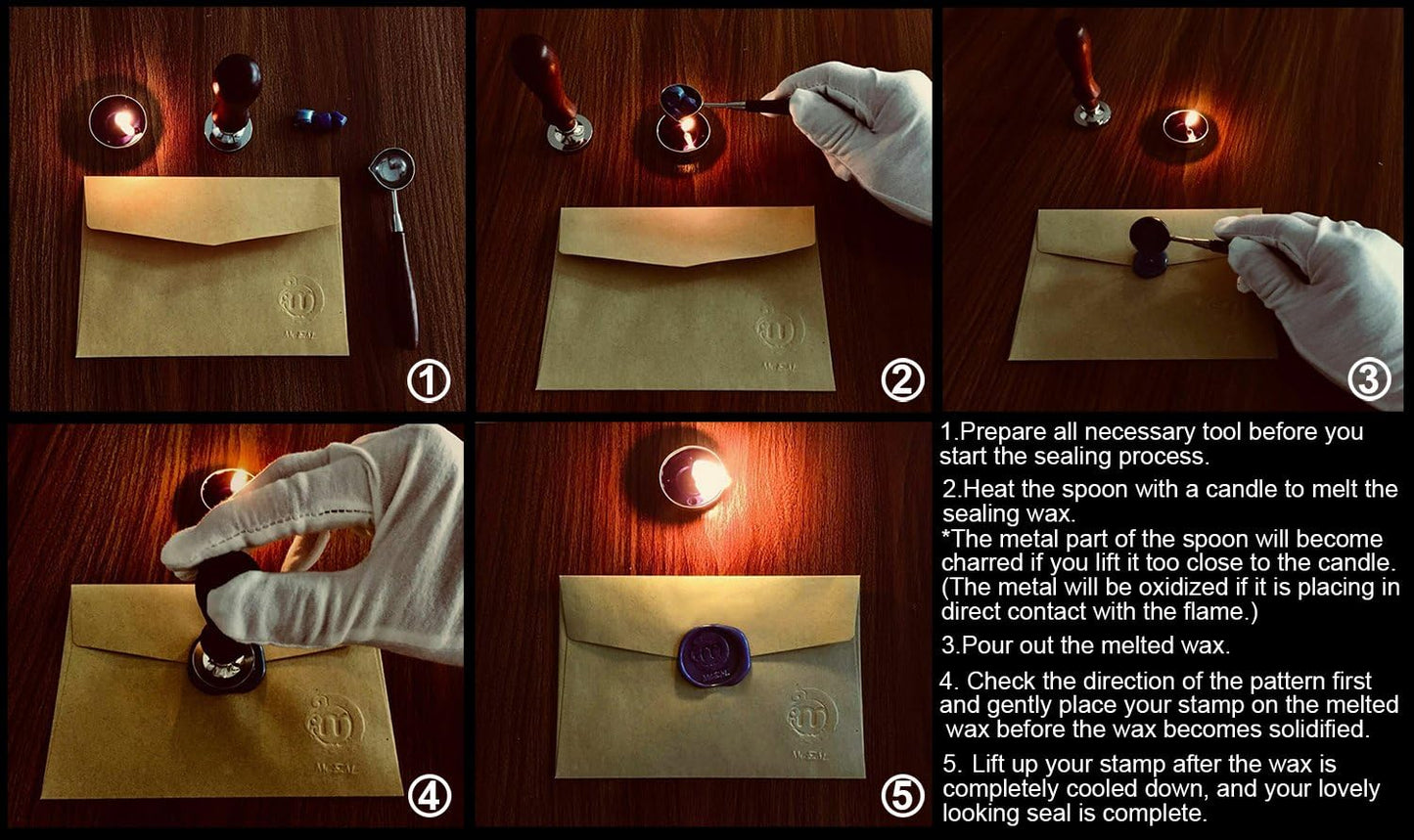 Mceal Wax Seal Stamp, Large Seal 1 1/5"(30mm) Dia, Silver Brass Head with Wooden Handle, Regal Letter A to Z Series (Letter A)