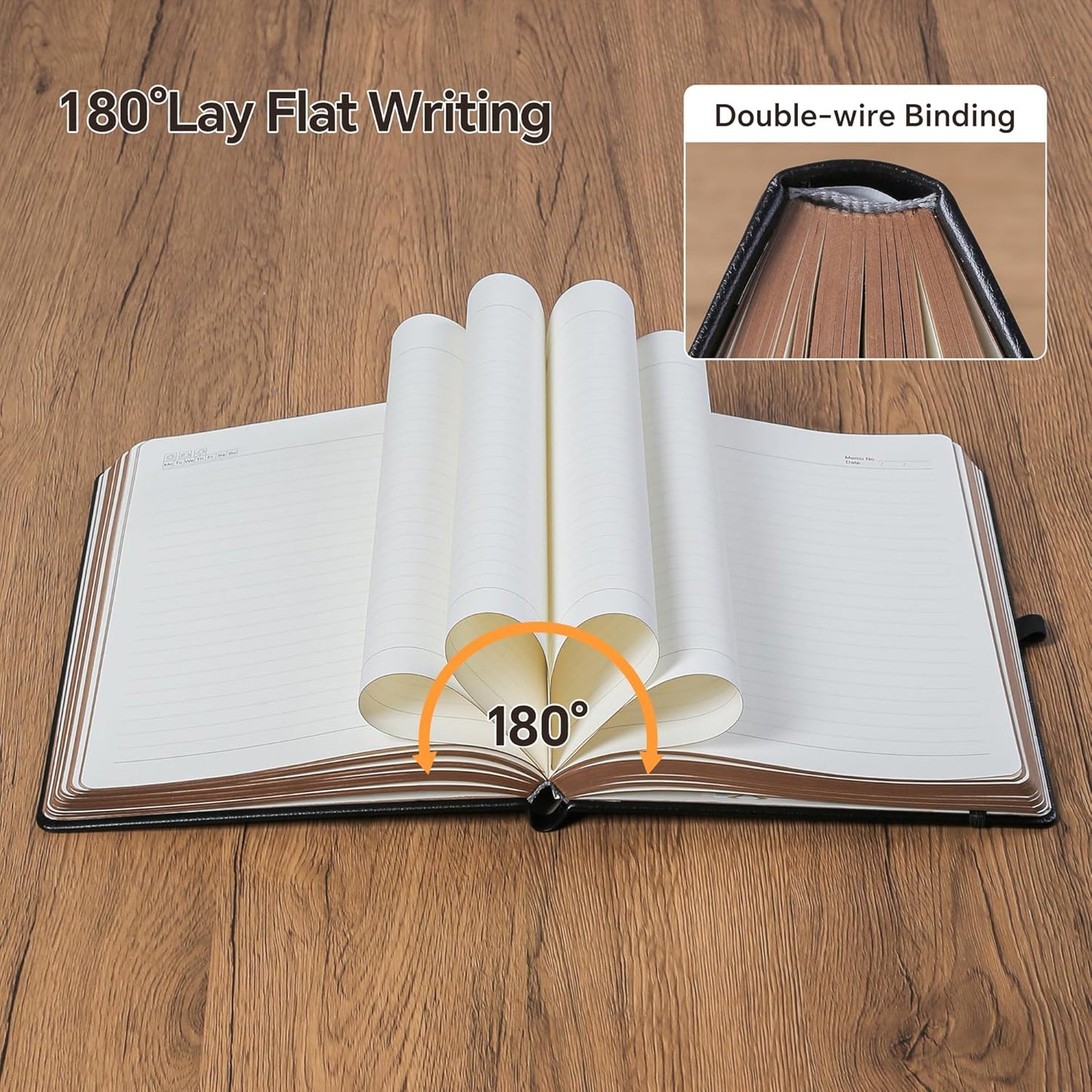 ZXHQ Thick Lined Journal Notebook with Pen, 360 Pages 100gsm Paper, Brown Sprayed Edge, Journal for Writing B5 Ruled Notebook,Leather Hardcover,Perfect for Work, Office or School, 7.8'' x 10'' Black