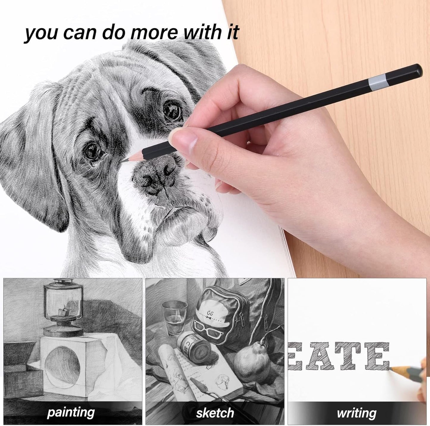 Professional Triangular Drawing Sketching Pencil Set,6H,4H,2H,H,HB,F,B,2B,3B,4B,6B,8B,10B,12B Graphite Shading Pencils for Beginners,ProArtists,Drawing,Drafting,Sketching,Shading(14 Pcs)