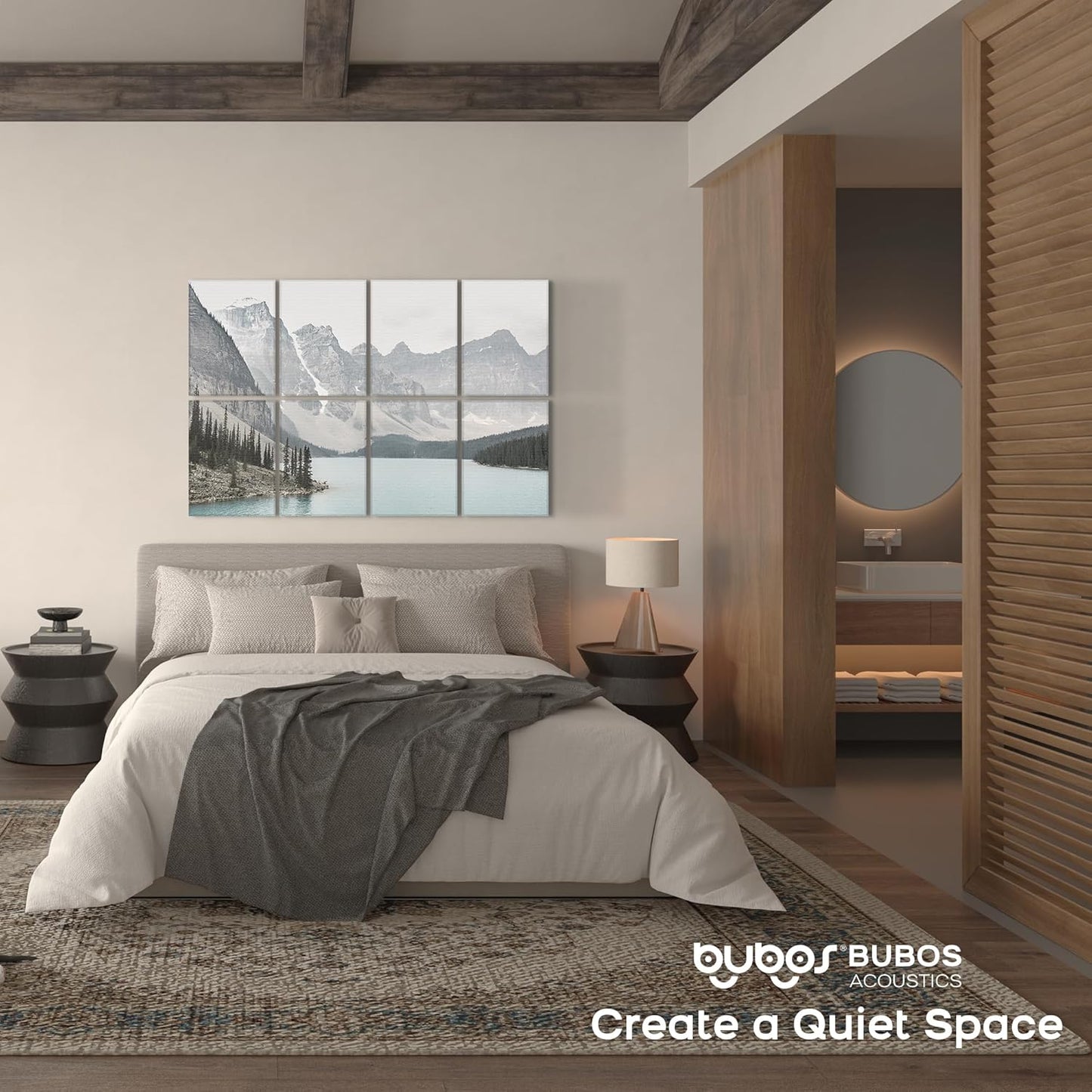 BUBOS 8 Pack Art Acoustic Panels Soundproof Wall Panel,47.2X31.4 Inches Sound Absorbing Panel,Self-adhesive Decorative Acoustical Wall Panels, Acoustic Treatment for Ceiling Home Office(Lake)