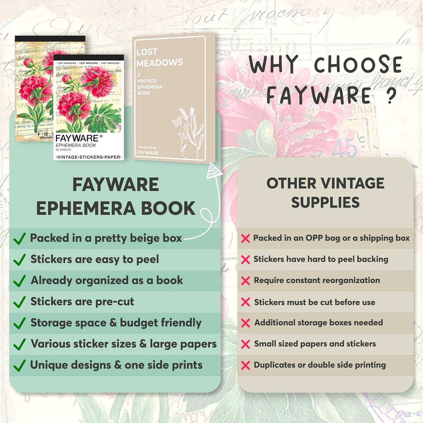 Vintage Washi Stickers for Journaling - Ephemera Book for Journaling with 414 Stickers & 20 Scrapbook Papers. Junk Journal Supplies, Scrapbooking Supplies