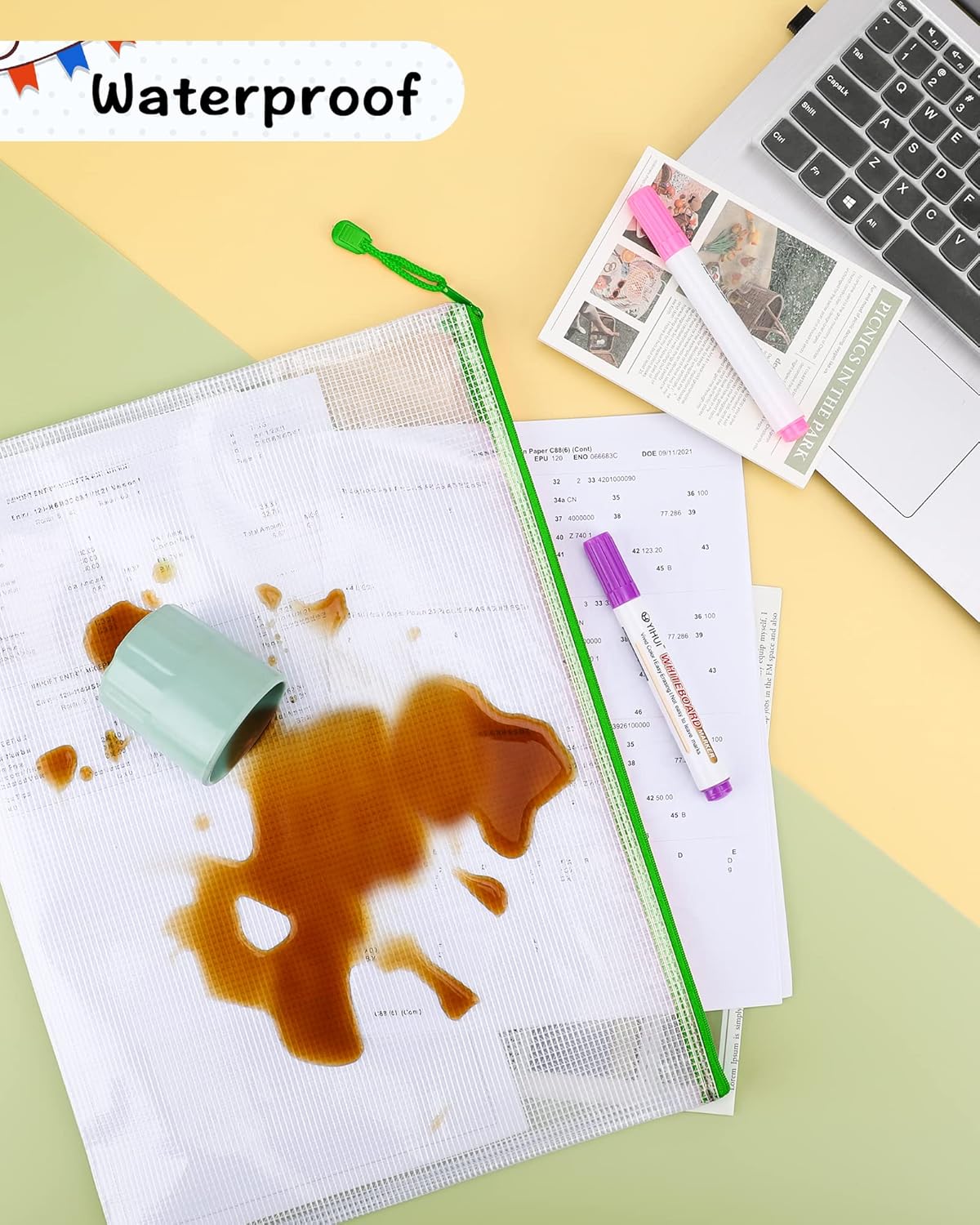 Umriox 5PCS Mesh Zipper Pouch 16.9x12.4 in, Zipper Bags, Extra Thick, Zipper Pouches for Organizing, Large Storage Bags for Puzzles Organizing