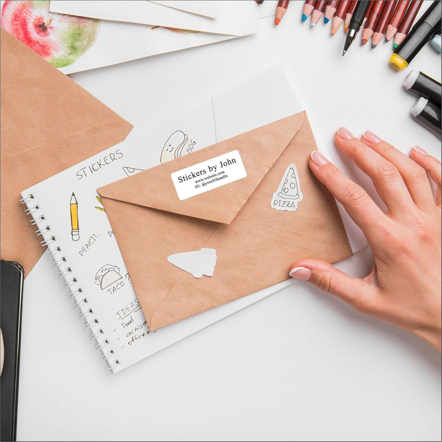 White Address Labels for Business - Personalized Return Address Labels, Custom Mailing Labels, Shipping Stickers for Envelopes and Packages (Serif Font)