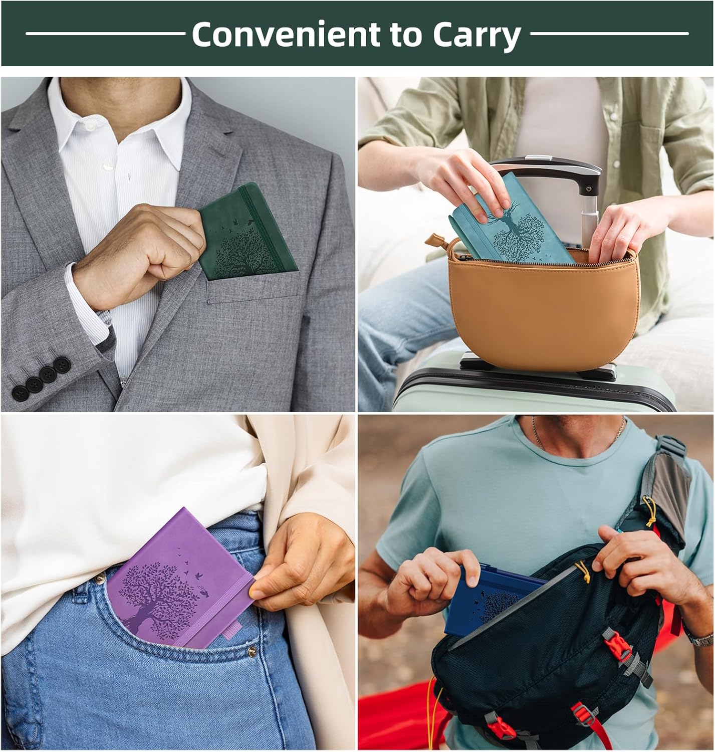 3 Pack Pocket Journaling Notebooks, A6 Small Notebook For Note Taking Journaling Notebooks Journals For Writing Mini Note Pads With Pen Holder 120 Pages 100 GSM Thick Paper-3 Green