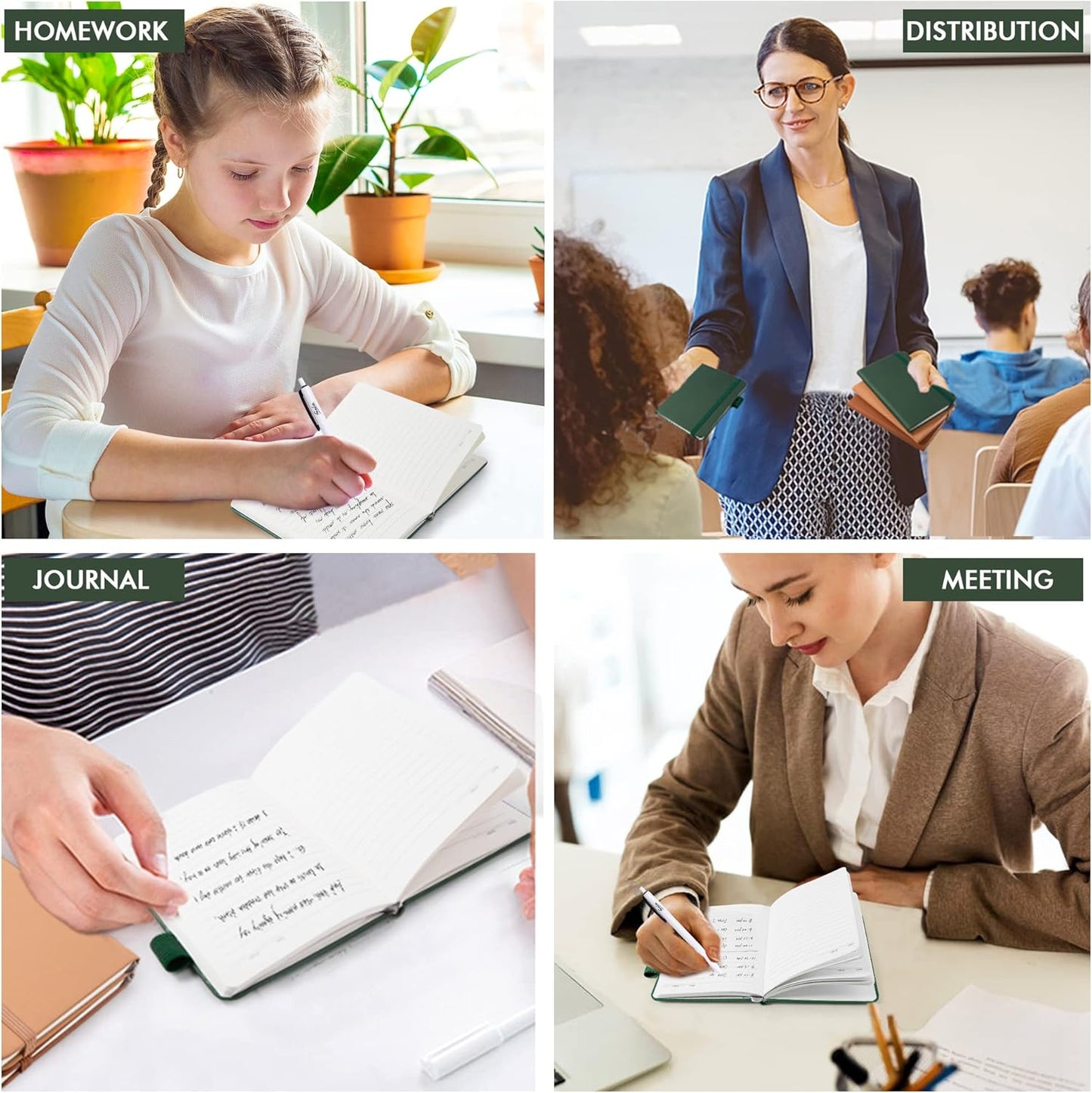 feela Pocket Notebook Journals, Mini Cute Small Hardcover College Ruled Notepad Office School Supplies, with 3 Black Pens, 3.5”x 5.5”, 3 Pack, A6, Vintage Colors