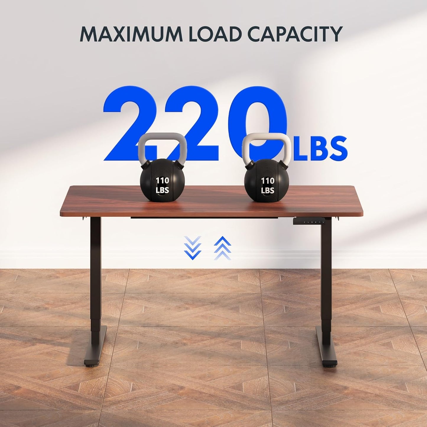 FLEXISPOT E6 Essential 3 Stages Dual Motor Electric Standing Desk 48x24 Inch Whole-Piece Board Height Adjustable Desk Electric Sit Stand Desk(Black Frame + Mahogany Desktop, 2 Packages)