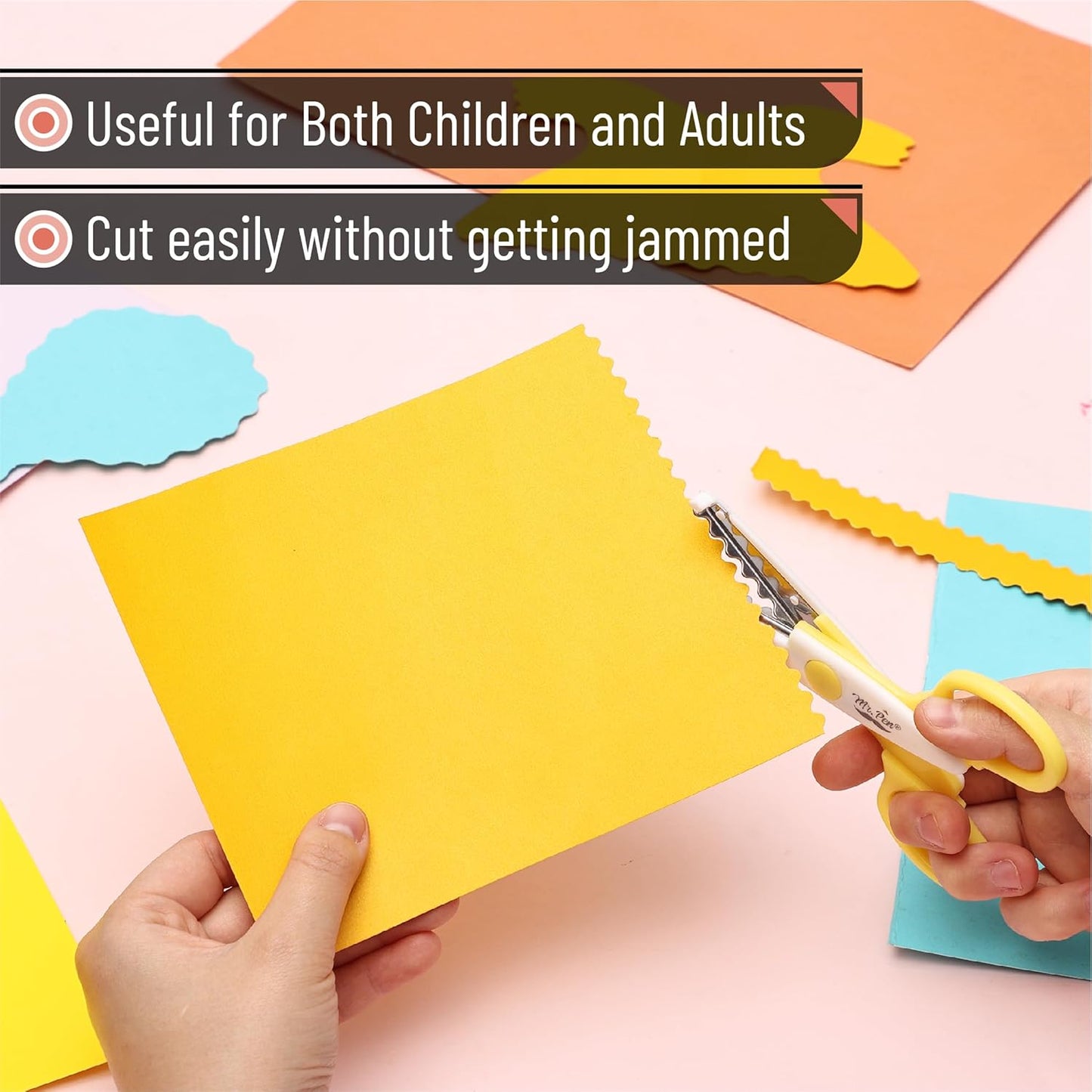 Mr. Pen Craft Scissors - Decorative Edge, 6 Pack, White & Vibrant Color, Zig Zag & Pattern Scissors for Crafting & Scrapbooking