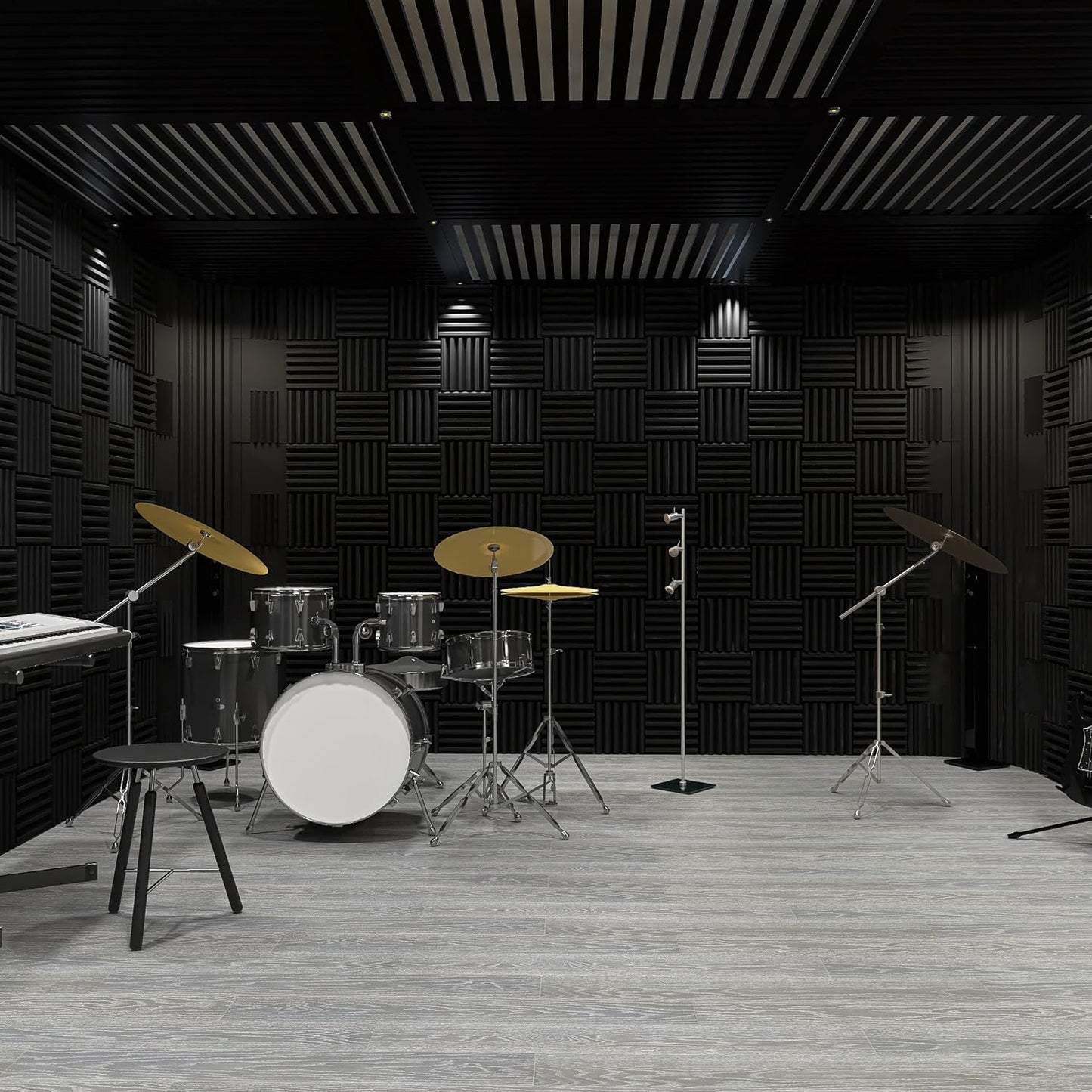 4 Pack Curved Bass Traps Corner Acoustic Foam, Large Size 16.5" X 6.3" X 12" Sound Absorbing Corner Bass Traps for Studio and Home Theater Low Frequency