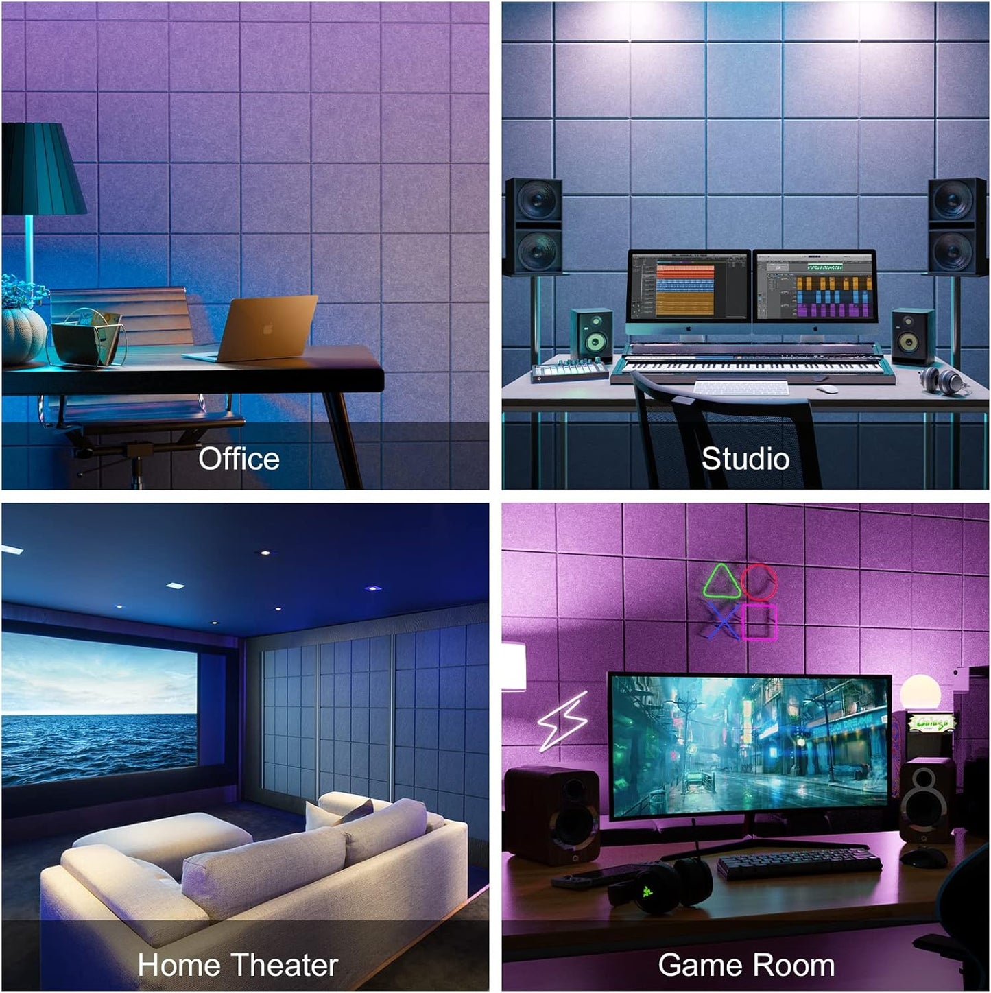 Sonicism 12 Pack Acoustic Wall Panels with Self-Adhesive, 12" X 12" X 0.4" Sound Proof Foam Panels, Decorative Soundproof Wall Panels, Sound Proof Absorbing Tiles for Home & Offices, Smoky Gray