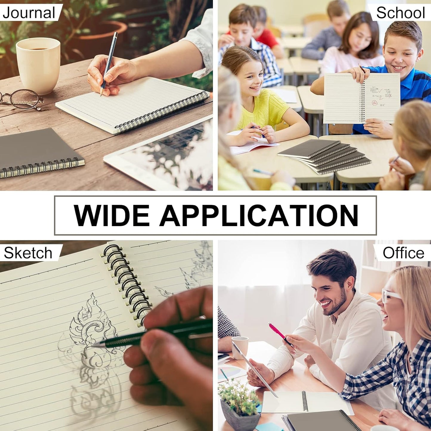 Yahenda Spiral Notebook Bulk A5 Journal Lined 8.3'' x 5.5'' Writing Composition Paper Small Notepad Subject Notebook for Students Office Business Back to School Supplies(Dark Gray,54 Pcs)