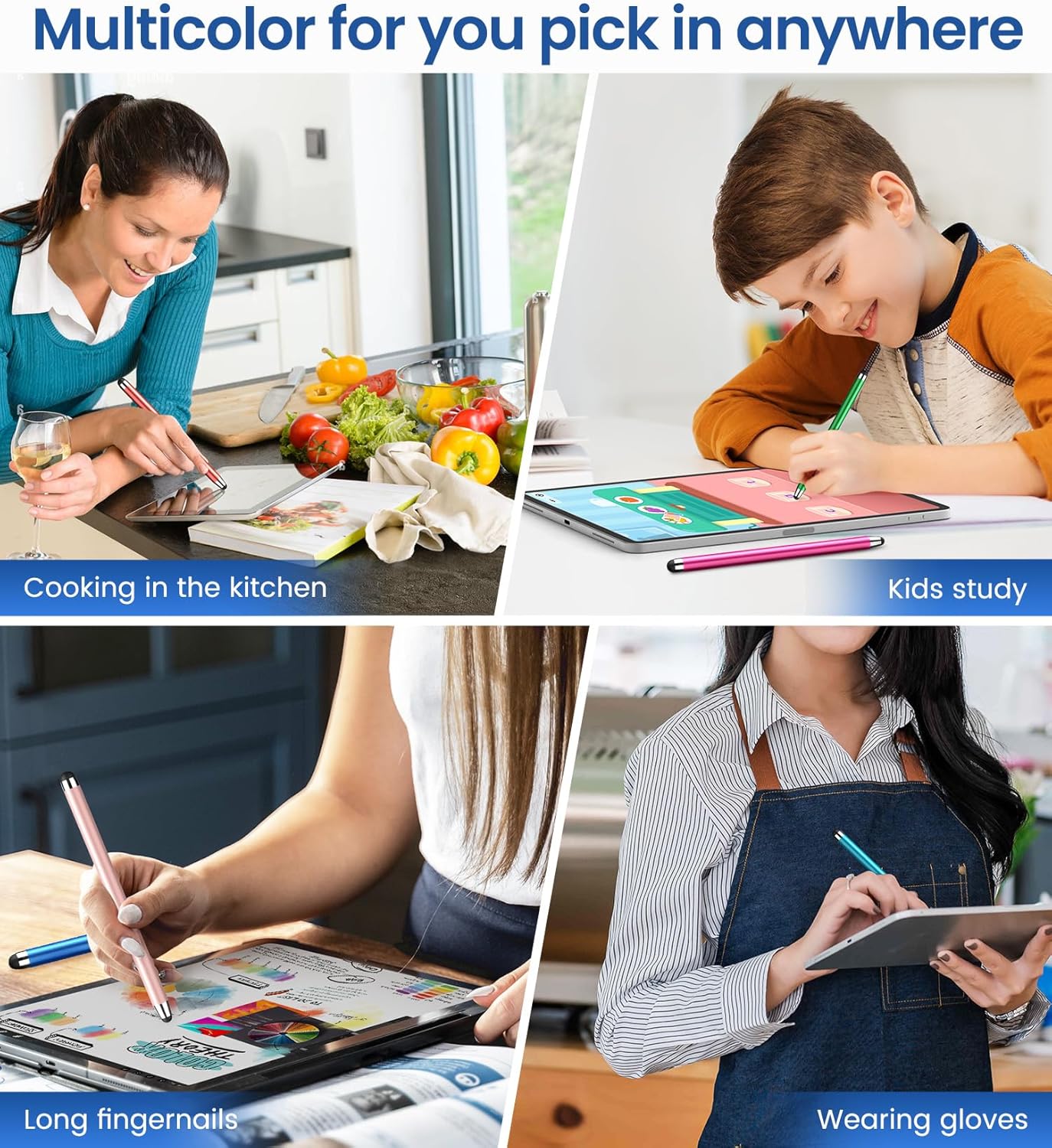 Stylus Pen for Touchscreen, 10 Pack Multiple Colors, 2 in 1 Universal Stylus, High Precision Sensitivity, Stylus Pen for ipad, iPhone, Android, Galaxy Microsoft, Tablet All Capacitive Touch Screens