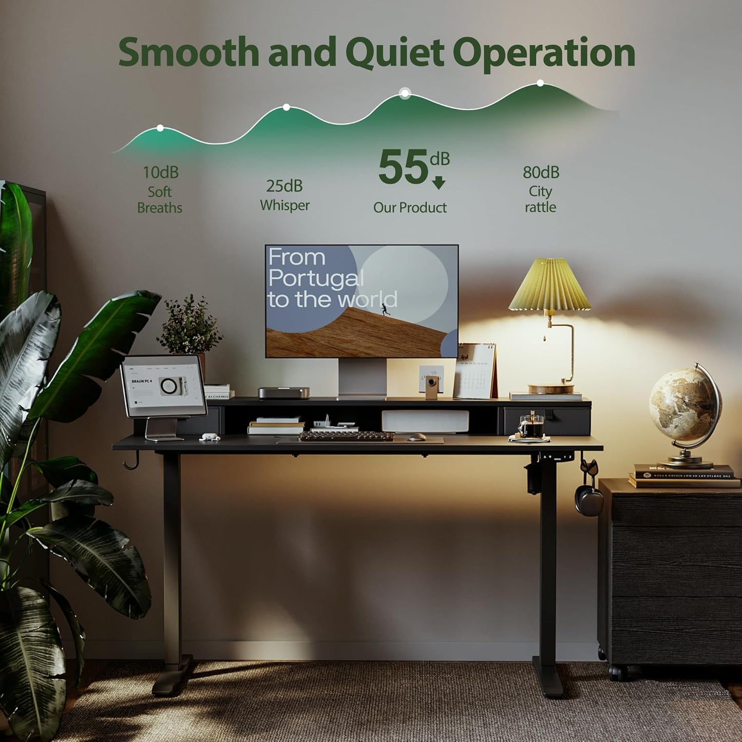 Agilestic 48 x 23 Inches Electric Standing Desk with 2 Storage Drawers, Adjustable Height Sit and Stand Computer Table with Splice Board, Black