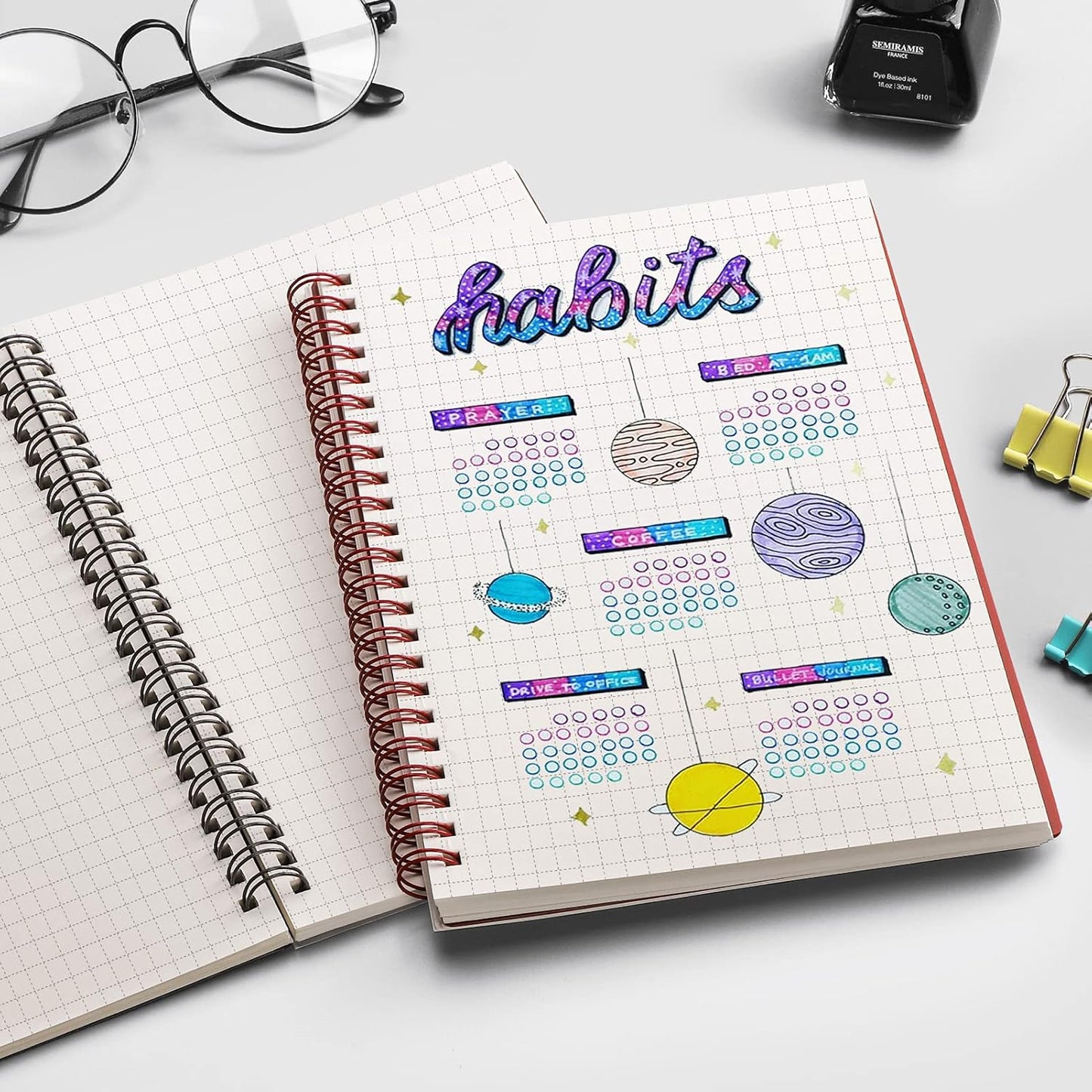 EMSHOI Graph Paper Spiral Notebook 5.7" x 8.22" - 4 Pack 640 Pages 100gsm Thick Grid Paper, A5 Graph Paper Notebook, Plastic Hardcover Journals for Writing Engineering Graphing Work School Supplies