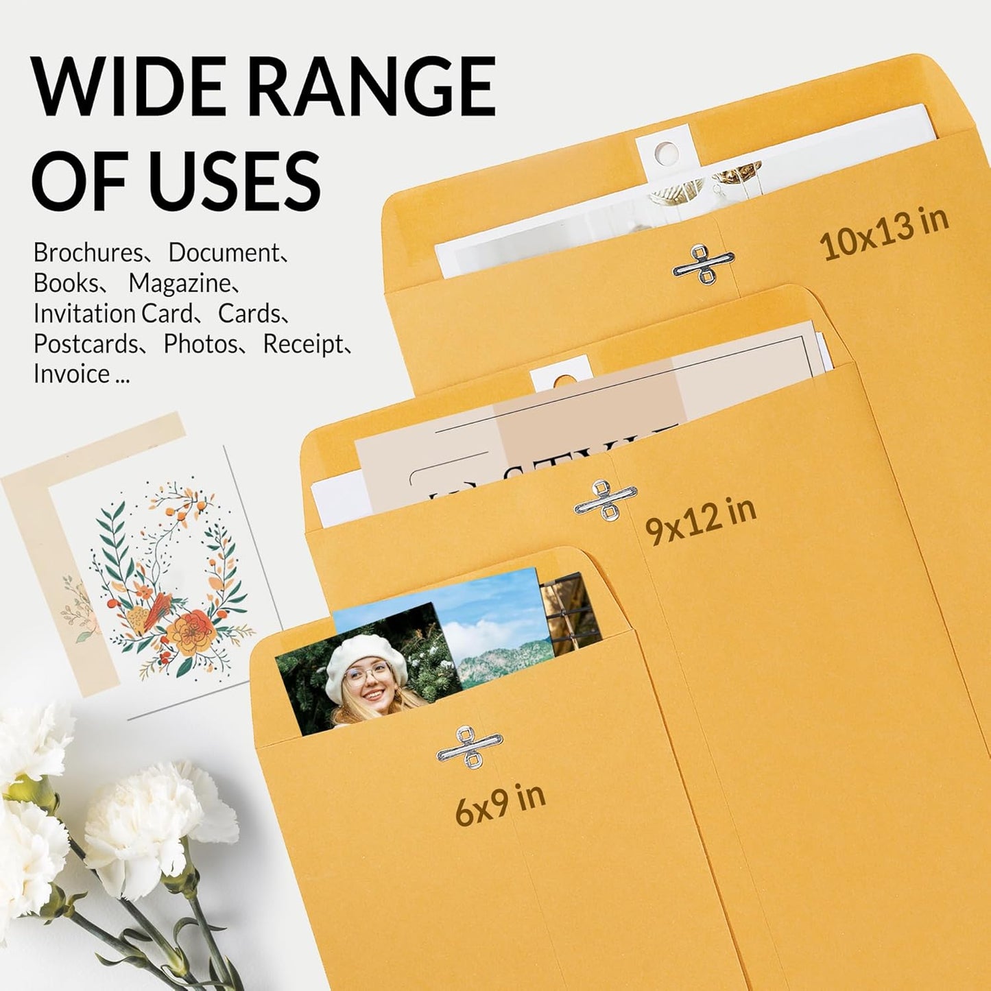 SUNEE 9x12 Clasp Envelopes 100 Count - 9x12 Inch Brown Kraft Envelopes with Clasp Closure – for Home, Office, Business, Legal or School, Great for Filing, Storing or Mailing Documents