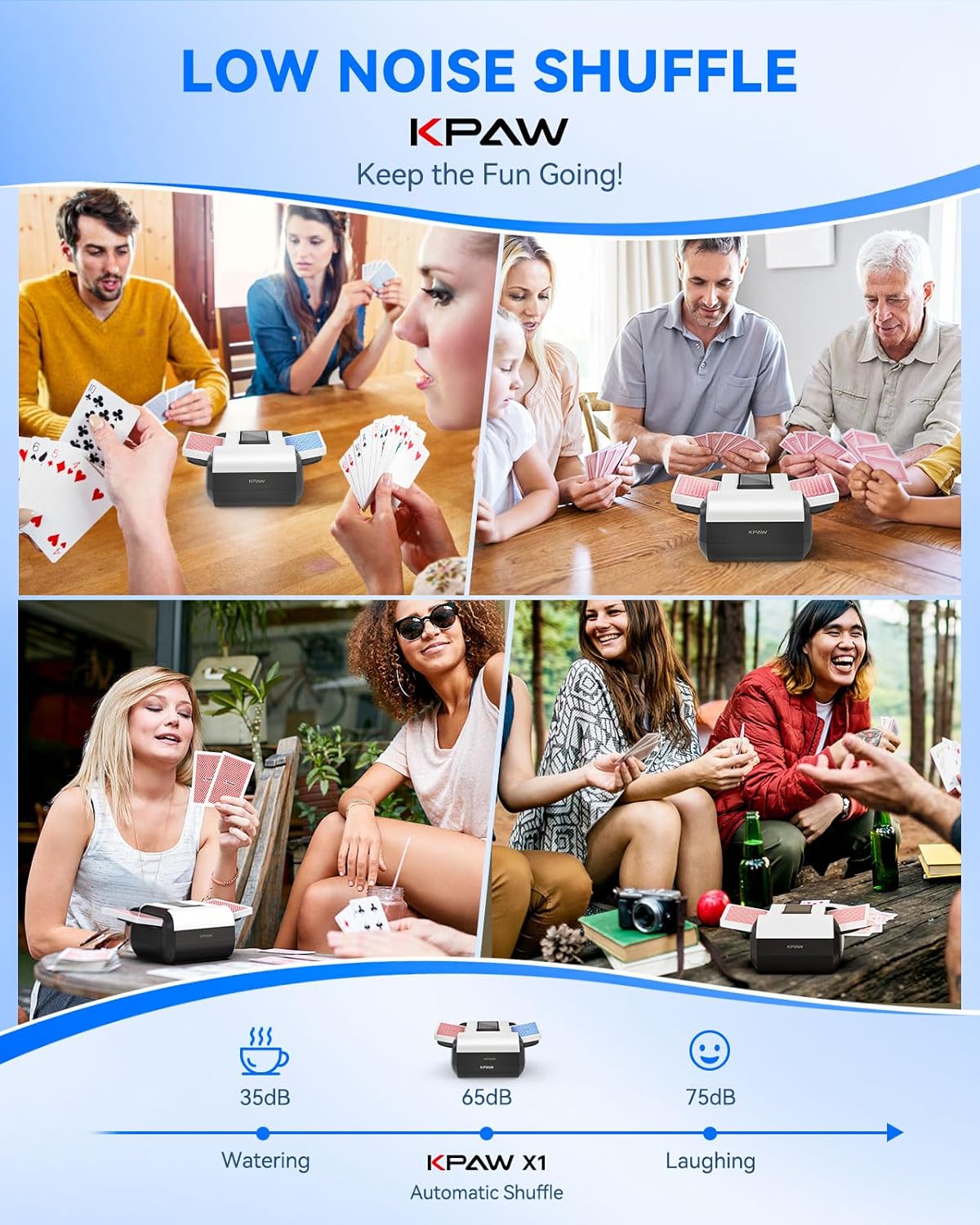 Automatic Card Shuffler Machine - 1-2 Decks Low Noise Shuffler, Rechargeable & Portable, One Press Shuffling, Automatic Card Shuffler for Texas Hold'em, Skip-Bo, Poker, UNO, Phase 10