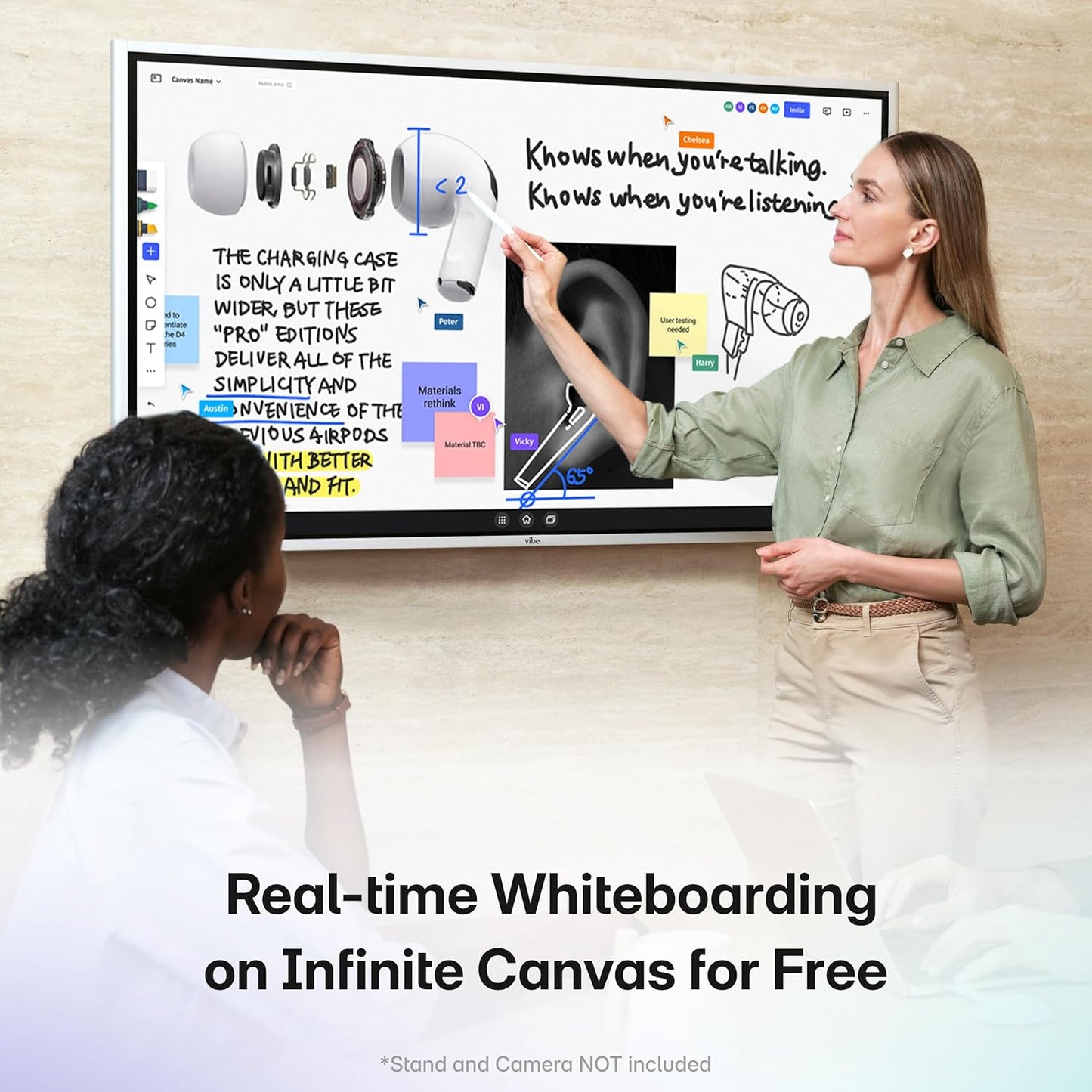 Vibe S1 4K UHD Smart Board, 75 Inch Digital Whiteboard for Office and Classroom, Electronic Presentation Meeting Device for Hybrid Work, Interative Touchscreen Display, Chrome OS and 250+ Free Apps