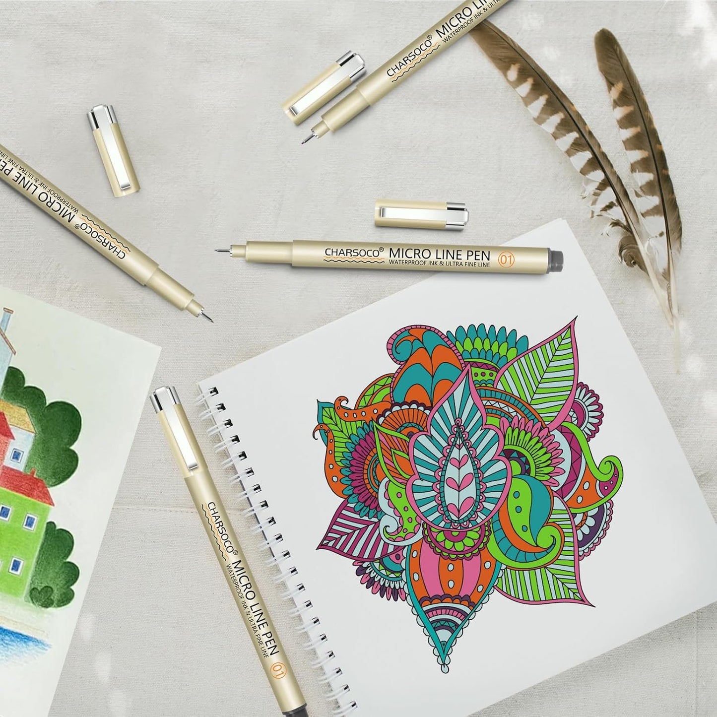 01 Micro Pen, Fine Point Pen with 36 Colors, Waterproof Archival Ink, 0.25mm Fineliner Ink Pens for Artist Illustration, Sketching, Anime, Manga, Technical Drawing and Scrapbooking