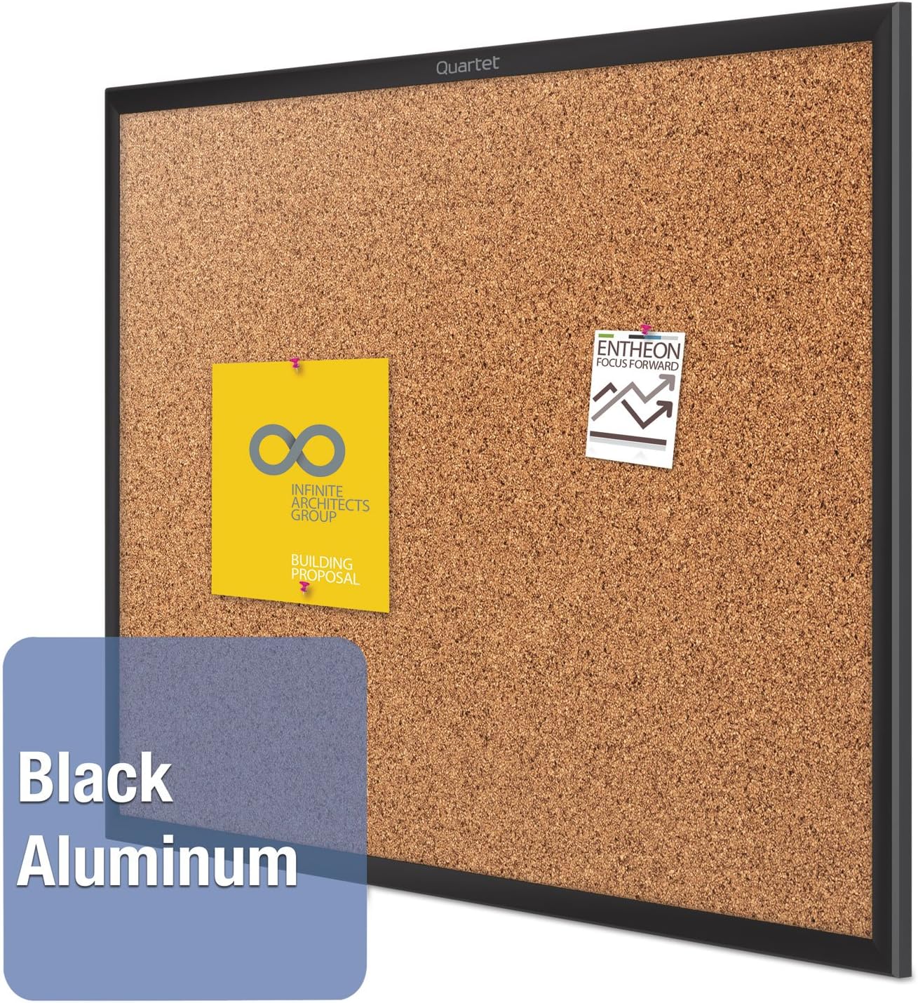 Quartet Cork Board, Bulletin Board, 4' x 3' Corkboard, Black Frame (2304B)