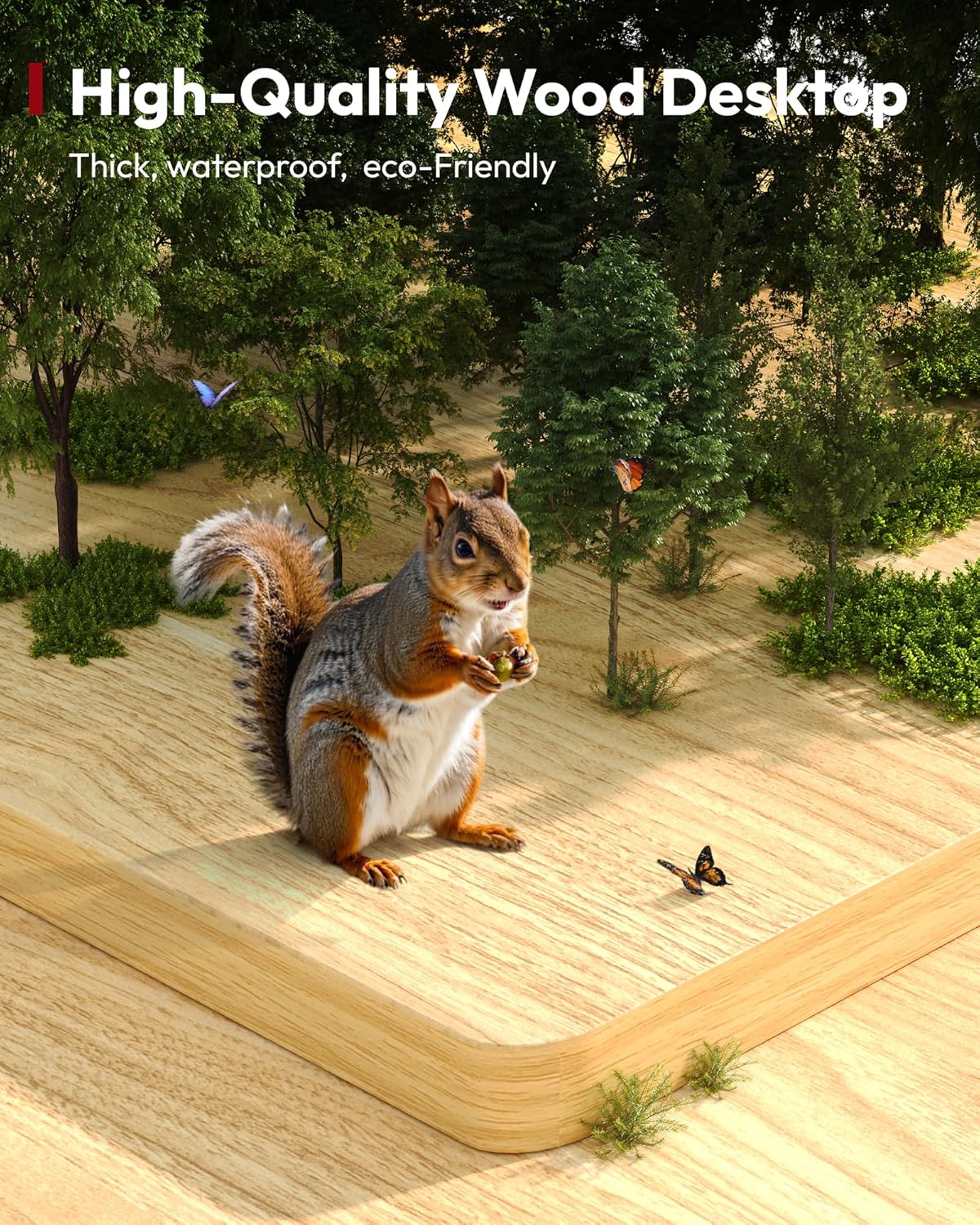 SANODESK Electric Standing Desk 55 x 28 Inches Whole-Piece Desktop Height Adjustable Stand Up Desk w/6-Button Controller Ergonomic Computer Desk for Home Office, White Frame + Natural Tabletop