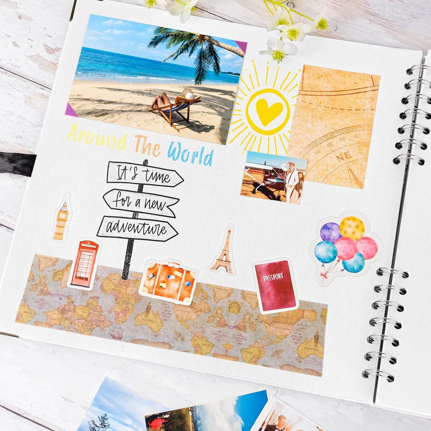 Bstorify Square Scrapbook Photo Albums 80 Pages (28 x 28 cm) White Thick Paper, Hardcover, Metal Corners, Ribbon Closure - Ideal for Your Scrapbooking Albums, Art & Craft Projects