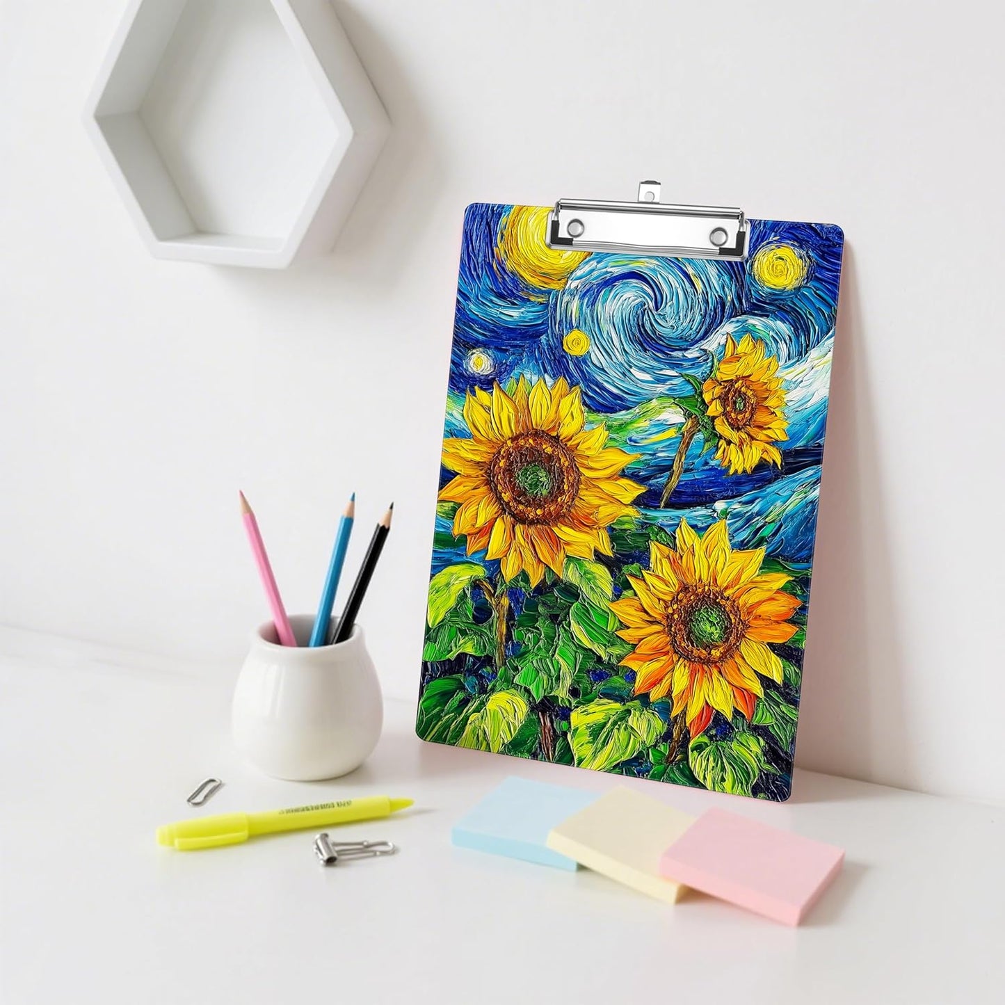 Sunflower Plastic Clipboards,Decorative Plastic Acrylic Clipboard for Teacher Social Worker Students Office Supplies 8 * 12