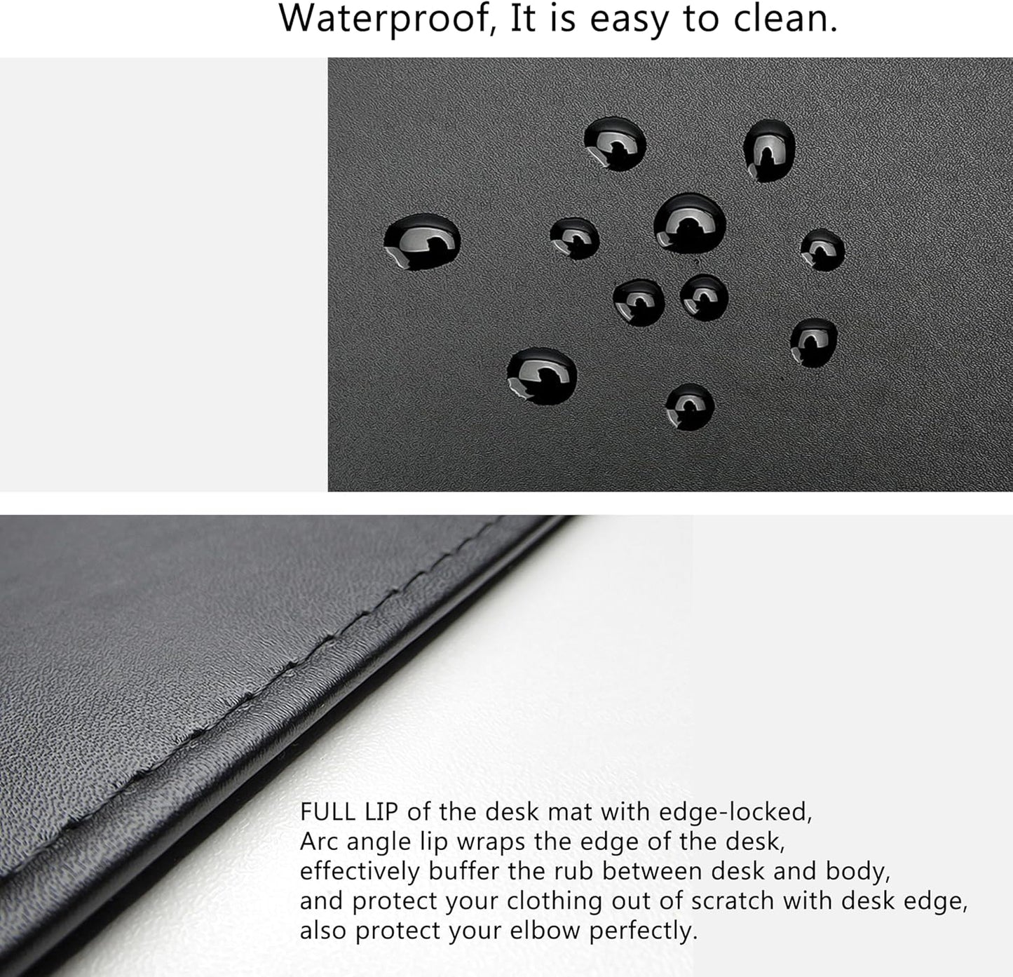 AKOZLIN 27.55”x 18.9" Soft PU Leather Surface Office Desk Mouse Mat Anti-Push Pad with Full Grip Fixation Lip Table Blotter Edge-Locked Protector