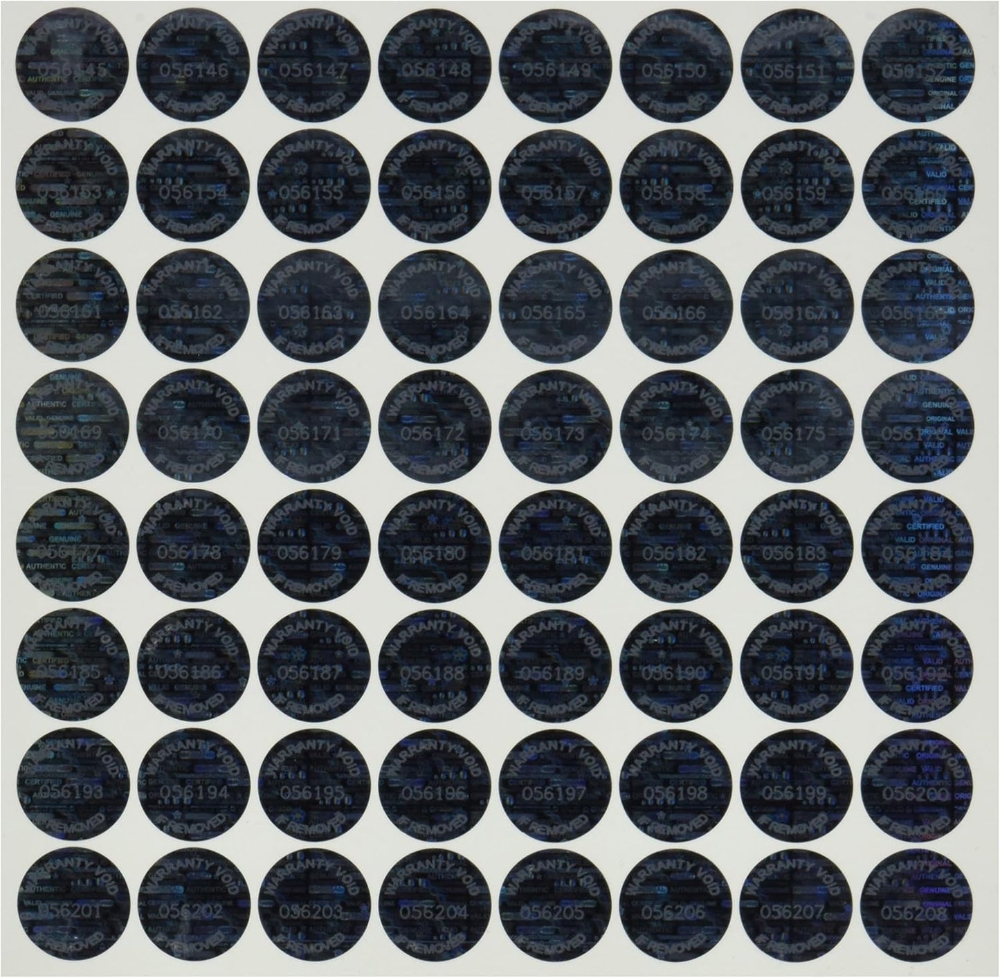 Black Round/Circle Hologram Security Labels/Stickers Tinted Covert Laser Sequentially Numbered Tamper Evident, 1,000 pcs- Unique. Size: 0.625" Diameter (16mm)