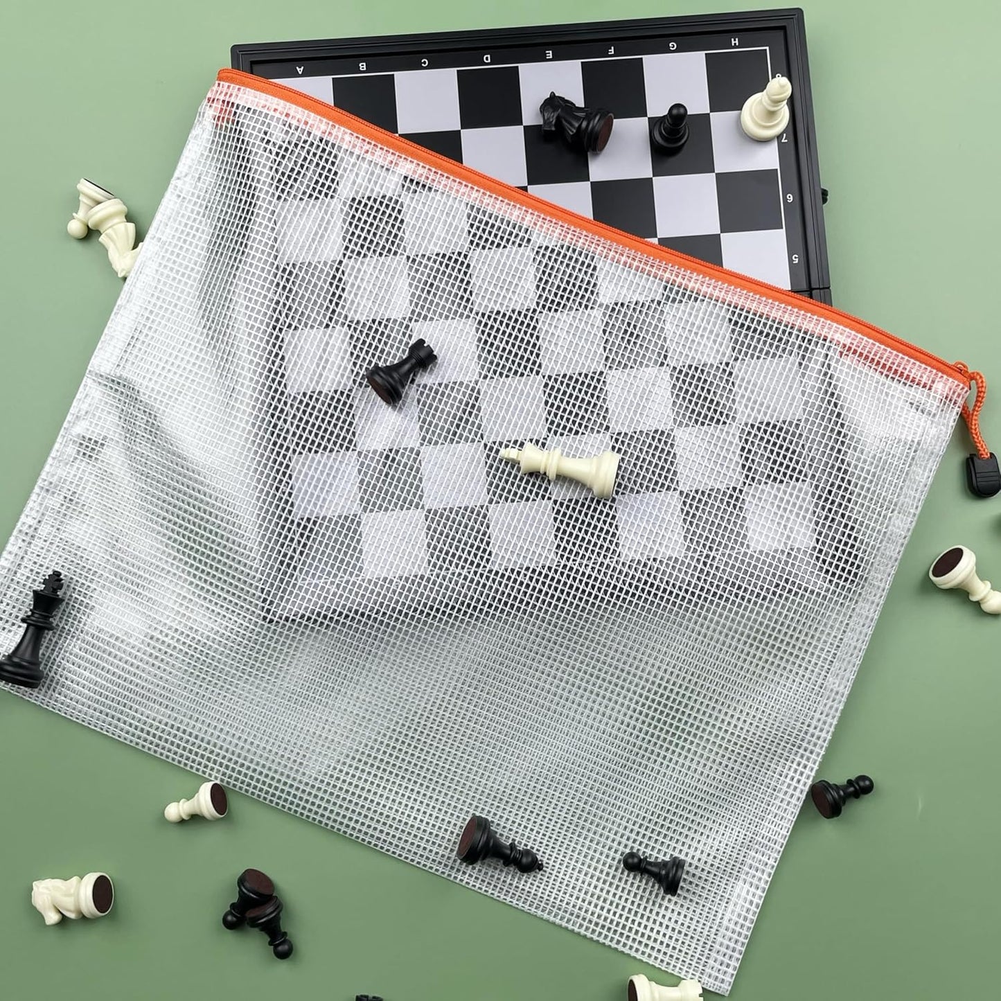 Oaimyy-16Pcs,4" x 6"-Plastic Mesh Zipper Pouch Document Folders Bag Zipper Zip File Folders for Puzzles Games,Board Game Organization,Organizing Classroom Office Storage-Multicolor