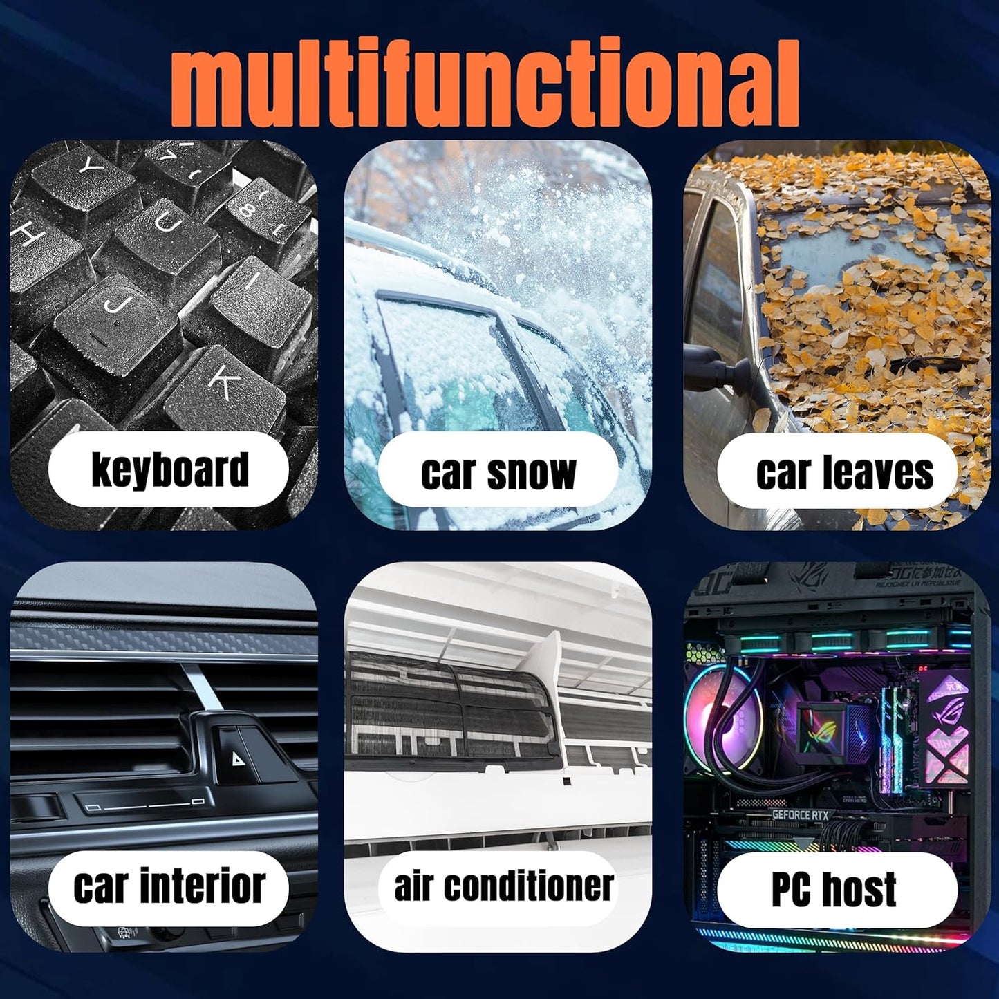 Electric Air Duster Mini Blower, 130000RPM Brushless Motor 4-Gear Rechargeable Compressed Air Duster, PC Computer Cleaner Keyboard Electronics Car Dust Blower for Home Office, Black