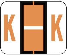 Doctor Stuff - File Folder Labels, Alphabet Letter K, Compatible with Smead BCCR/BCCS - TPAM Series, Fluorescent Orange, 1" x 1-1/4", 500/Roll