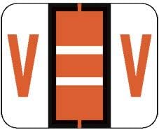 Doctor Stuff - File Folder Labels, Alphabet Letter V, Compatible with Smead BCCR/BCCS - TPAM Series Alpha Stickers Orange, 1" x 1-1/4", 500/Roll