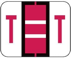 Doctor Stuff - File Folder Labels, Alphabet Letter T, Compatible with Smead BCCR/BCCS - TPAM Series Alpha Stickers Red, 1" x 1-1/4", 500/Roll