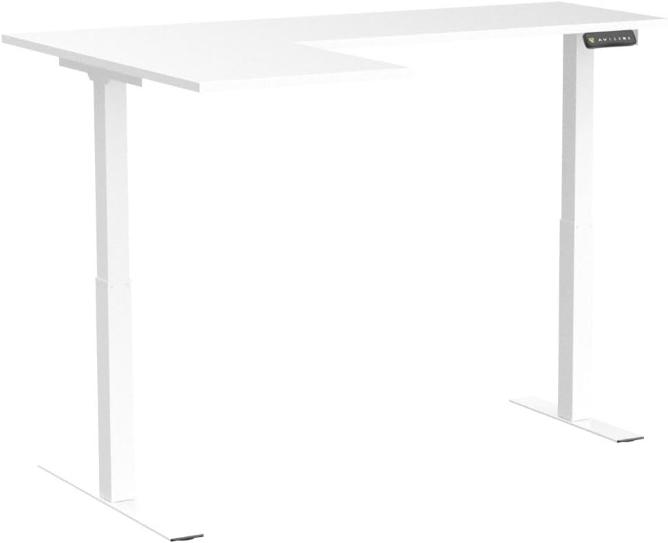FLEXISPOT Corner Desk Dual Motor L Shaped Computer Electric Standing Sit Stand Up Desk Height Adjustable Home Office Table with Splice Board, 71x48 White