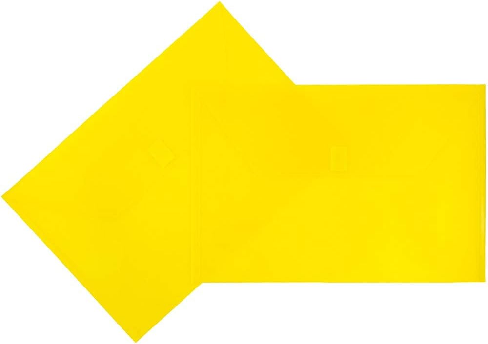 JAM PAPER Plastic Envelopes with Hook & Loop Closure - Legal Booklet - 9 3/4 x 14 1/2 - Yellow - 12/Pack