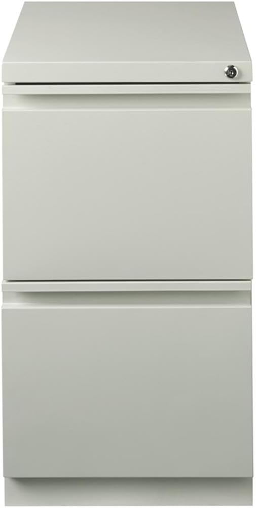 BOWERY HILL 2-Drawer Stainless Steel Mobile Pedestal File Cabinet in Light Gray