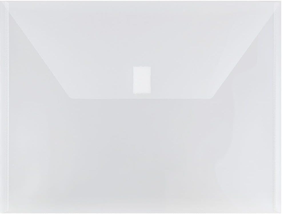 JAM PAPER Plastic Envelopes with Hook & Loop Closure - Letter Booklet - 9 3/4 x 13 - Clear - 3/Pack