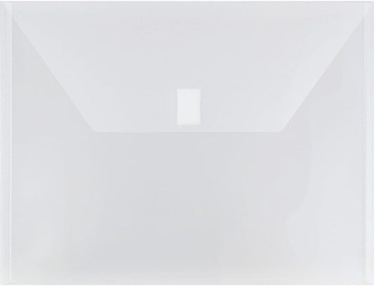 JAM PAPER Plastic Envelopes with Hook & Loop Closure - Letter Booklet - 9 3/4 x 13 - Clear - 3/Pack