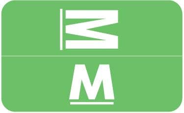 Doctor Stuff - File Folder Labels, Alphabet Letter M, Compatible with Smead Alpha Z Acc/ACCS - SMSM Series Alpha Stickers Light Green, 1-5/8" x 1”, 250/Roll