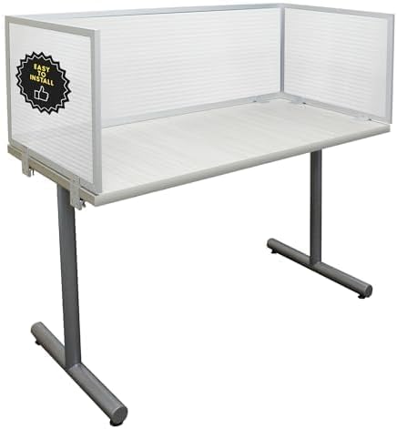 OBEX Polycarbonate Office Desk Mounted Privacy Screen Adjustable Table Top Panel Divider, Universal Aluminum Bracket-USA Made, 18" x 24", Translucent