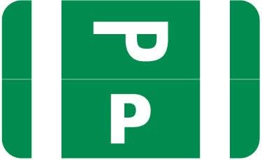 Doctor Stuff - File Folder Labels, Alphabet Letter P, Compatible with Smead Alpha Z Acc/ACCS - SMSM Series Alpha Stickers Dark Green, 1-5/8" x 1”, 250/Roll