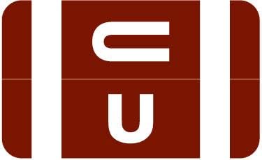 Doctor Stuff - File Folder Labels, Alphabet Letter U, Compatible with Smead Alpha Z Acc/ACCS - SMSM Series Alpha Stickers Dark Brown, 1-5/8" x 1”, 250/Roll
