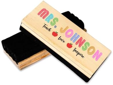 Personalized Name Chalkboard Eraser for Teachers – Dry Erase Board Cleaner –Back to School Supplies and First Day of School Gift- Custom Name